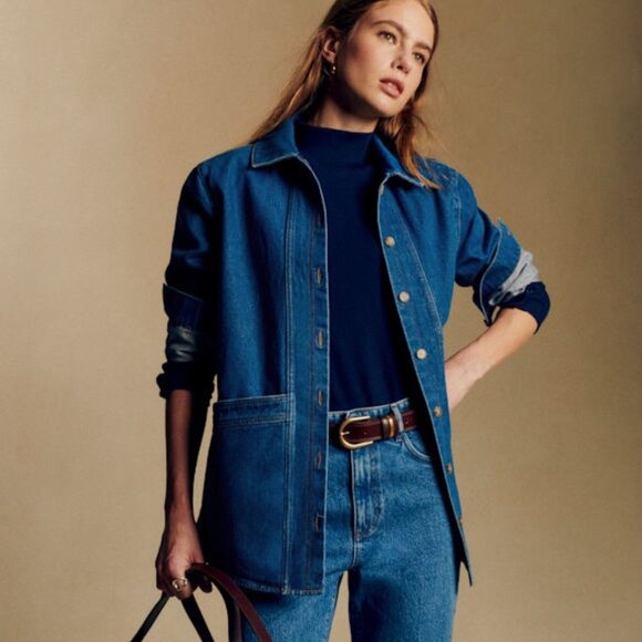 Sezane Will Jacket in Denim Blue Size Small - Picture 1 of 5
